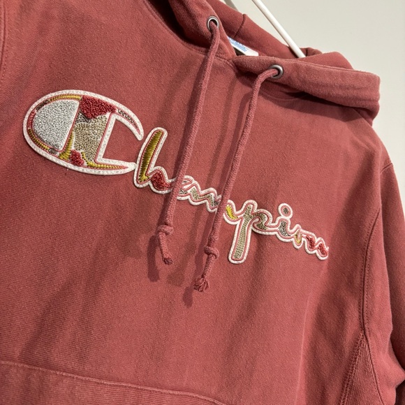 Champion Reverse Weave Hoodie Red Sandalwood Pullover Sweatshirt Size Small - Picture 4 of 8